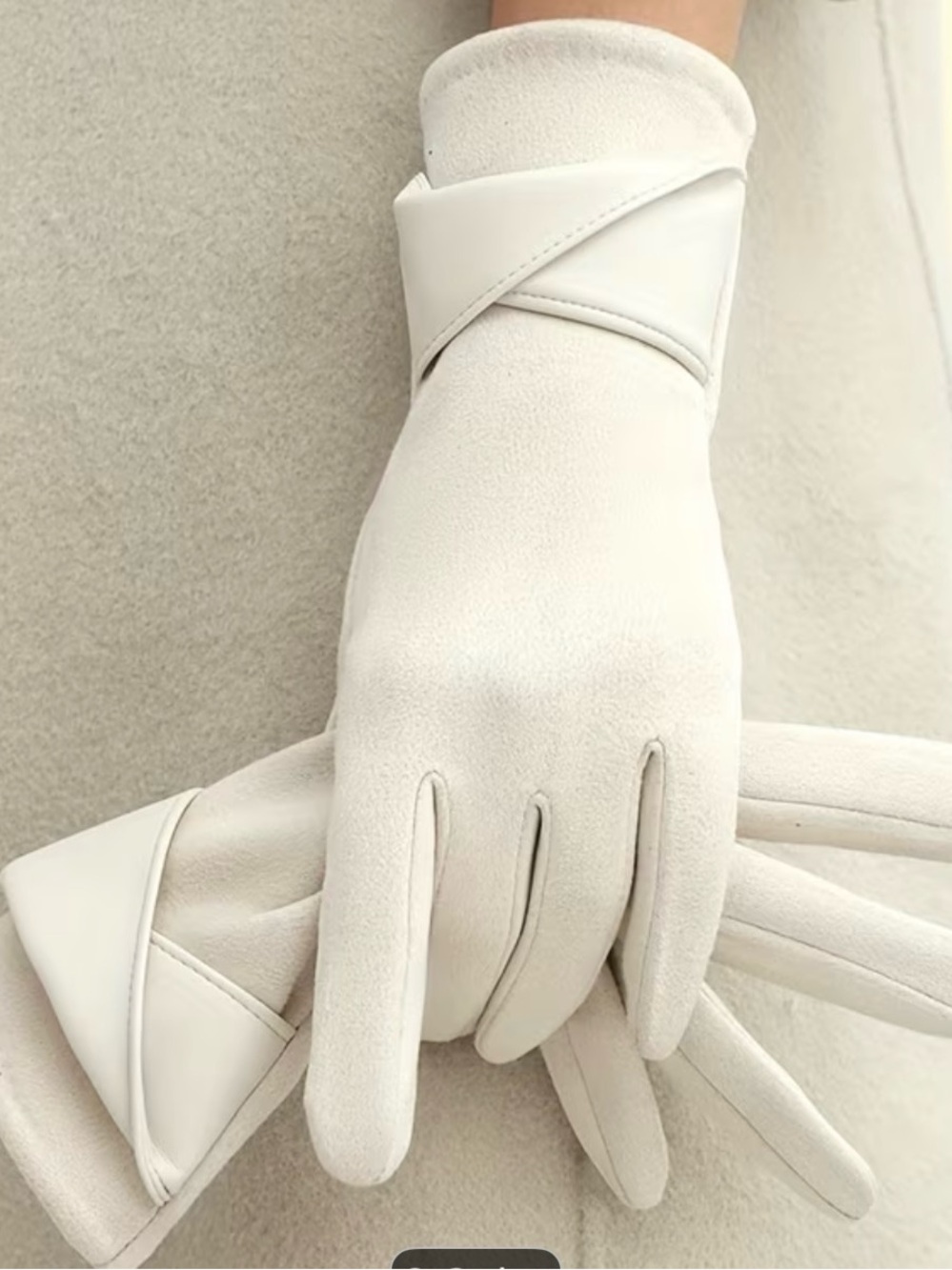 Elegant Women's Gloves with Cross Cuff Detail, Lined, touchscreen index finger